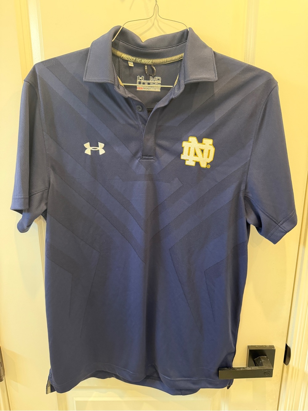 Under Armour Navy Polo with Gold Notre Dame Logo